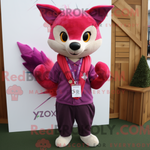 Magenta Fox-mascottekostuum...
