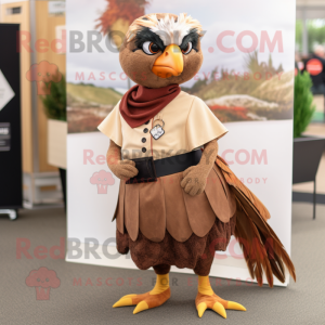 Tan Pheasant maskot kostume...