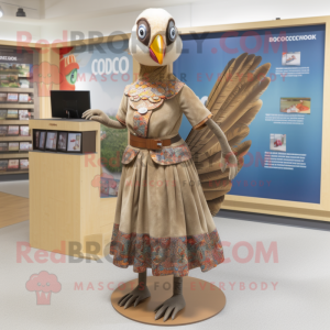 Tan Pheasant maskot kostume...