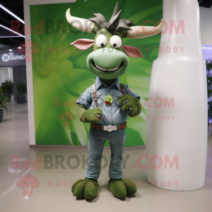 Olive Zebu maskot kostym...