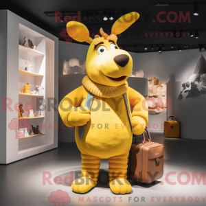 Gul rensdyr maskot kostume...