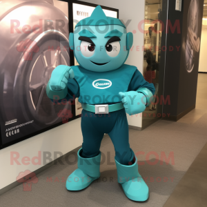 Teal Superhero mascotte...