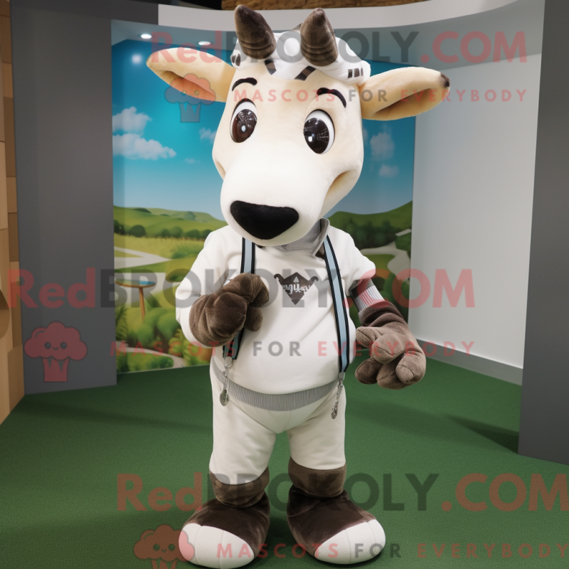 Fantasia de mascote de Okapi Branco com moletom e gravatas borboleta - Mascotes Okapi - REBROKO_314704 - RedBrokoly.com