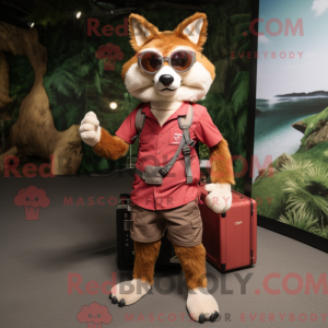 Maroon Fox mascottekostuum...