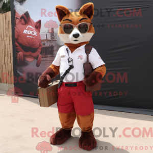 Maroon Fox mascottekostuum...