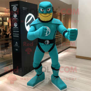 Teal Superhero mascotte...