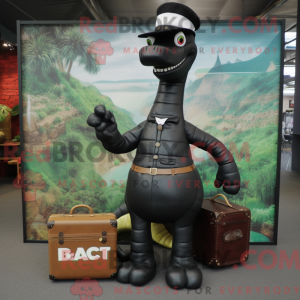 Svart Brachiosaurus maskot...