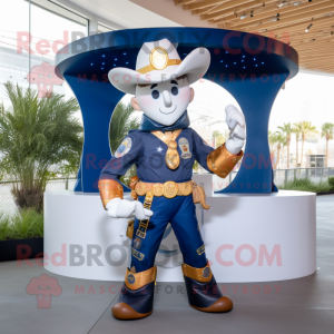 Marinblå Cowboy maskot...