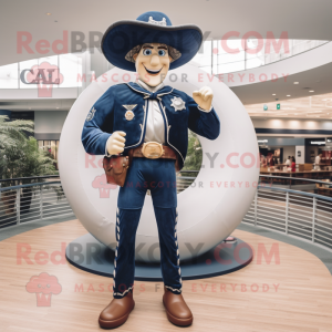 Navy Cowboy mascot costume character dressed with a Bikini and Rings