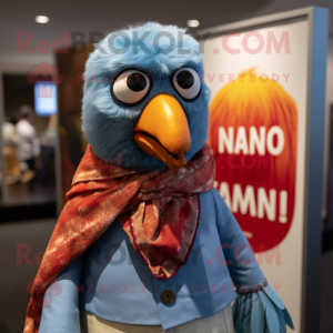 nan Tandoori Chicken mascot costume character dressed with a Chambray Shirt and Shawl pins