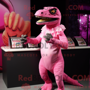 Pink Velociraptor maskot...