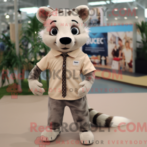 Beige Civet maskot kostume...