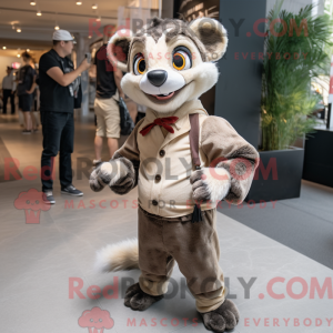Beige Civet maskot kostume...