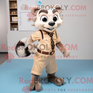 Beige Civet mascot costume...