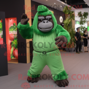 Fantasia de mascote de gorila verde com macacão e cintos de smoking - Gorilas mascotes - REBROKO_314924 - RedBrokoly.com