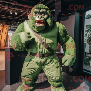 Grøn Gorilla maskot kostume...
