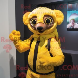 Gul Lemur maskot kostume...