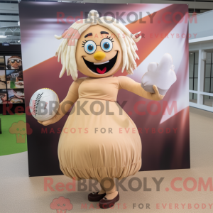 Tan Rugby Ball mascot...