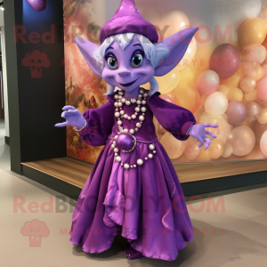 Purple Elf maskot kostym...