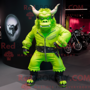 Lime Green Minotaur mascot...