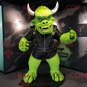 Lime Green Minotaur mascot...