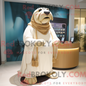 Cream Walrus maskot kostume...