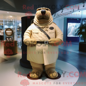 Cream Walrus maskot kostume...
