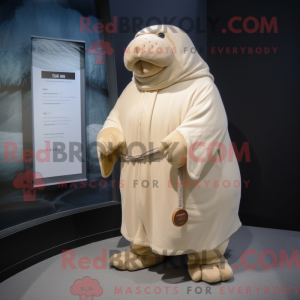 Cream Walrus maskot kostume...