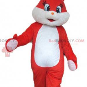 Velmi sladký a roztomilý maskot červeného a bílého králíka -