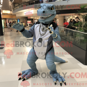 Grå Allosaurus maskot...