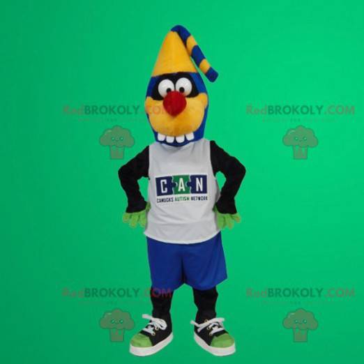 Mascotte de monstre bleu et jaune - Redbrokoly.com