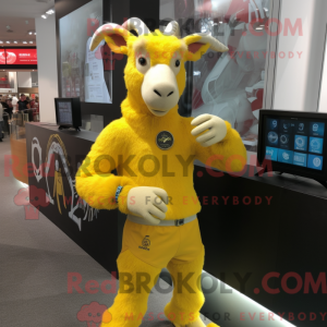 Geel geit mascottekostuum...