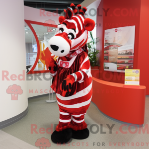Rød Zebra maskot kostume...