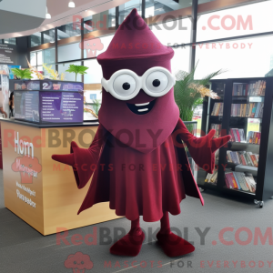 Maroon Ray maskot kostume...