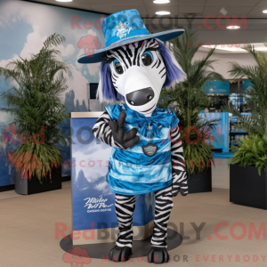 Blå Zebra maskot kostume...