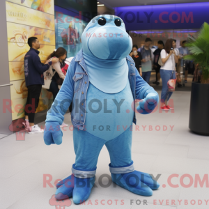 Blue Walrus mascot costume...