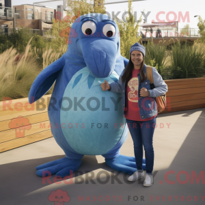 Blue Walrus mascot costume...