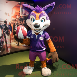 Purple Fox mascot costume...