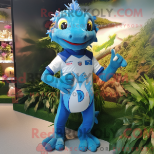 Blå Geckos maskot kostume...