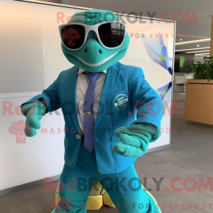 Teal Sea Turtle mascot...