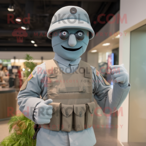 Gray Army Soldier mascotte...