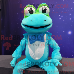 Cyan Frog Maskottchen...