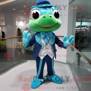 Cyan Frog Maskottchen...