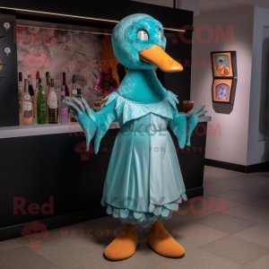 Cyan Geese maskot drakt...