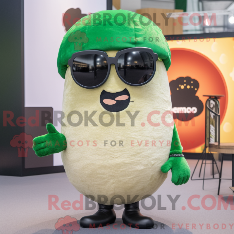 Fantasia de mascote Olive Shepard S Pie com macacão e óculos de sol - Mascotes da torta de Shepard - RedBrokoly.com