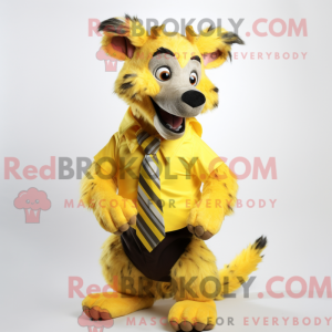 Geel hyena-mascottekostuum...