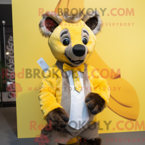 Geel hyena-mascottekostuum...