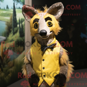 Yellow Hyena mascot costume...