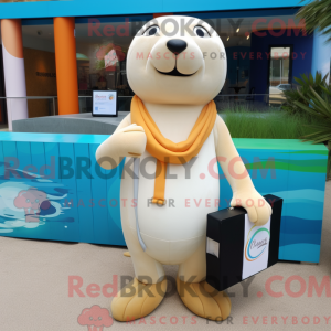 Cream Sea Lion maskot...