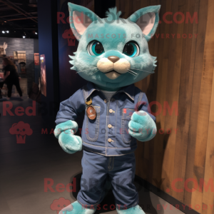 Postava maskota Teal Cat...